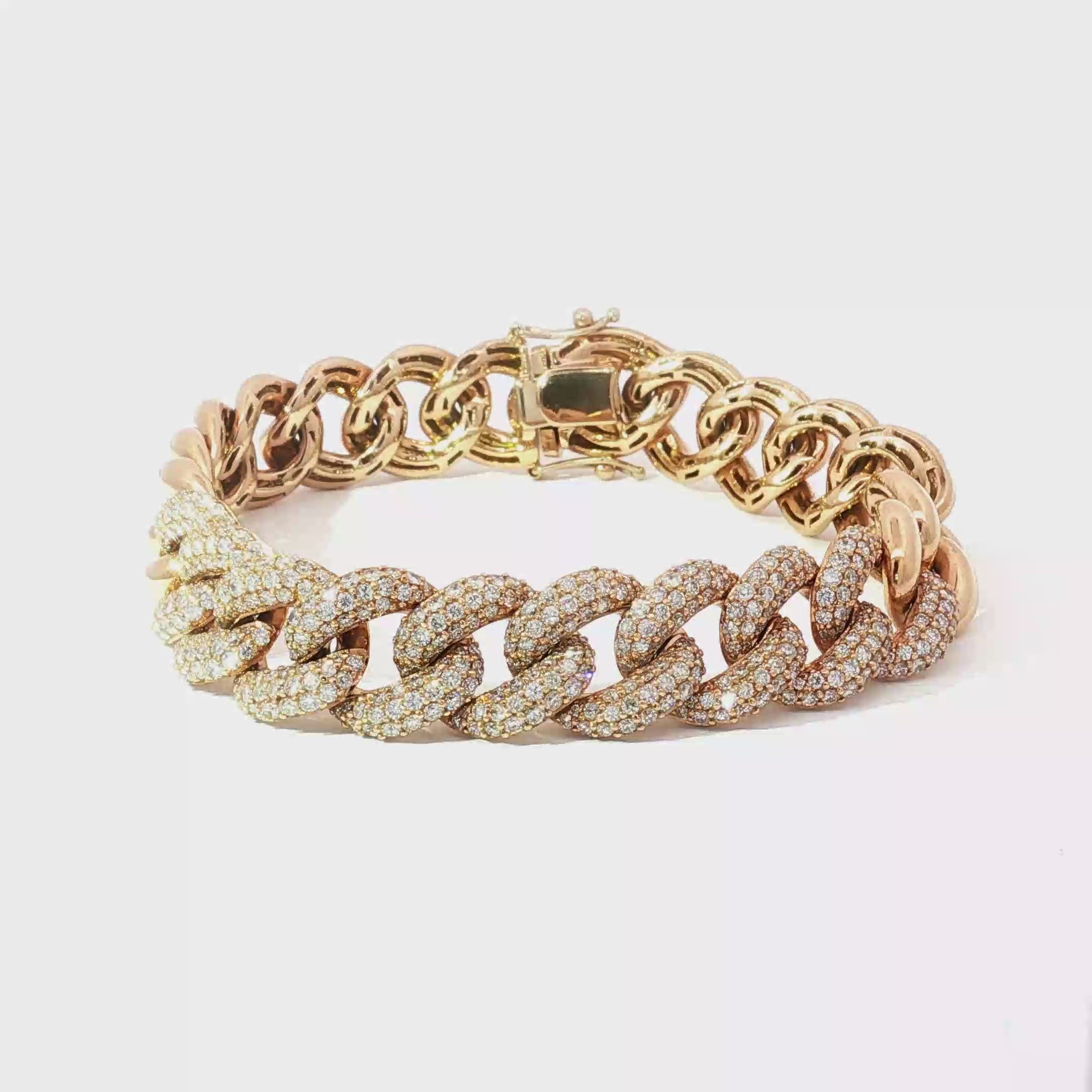 Diamond Pavé 18K Rose Gold Cuban Link Bracelet