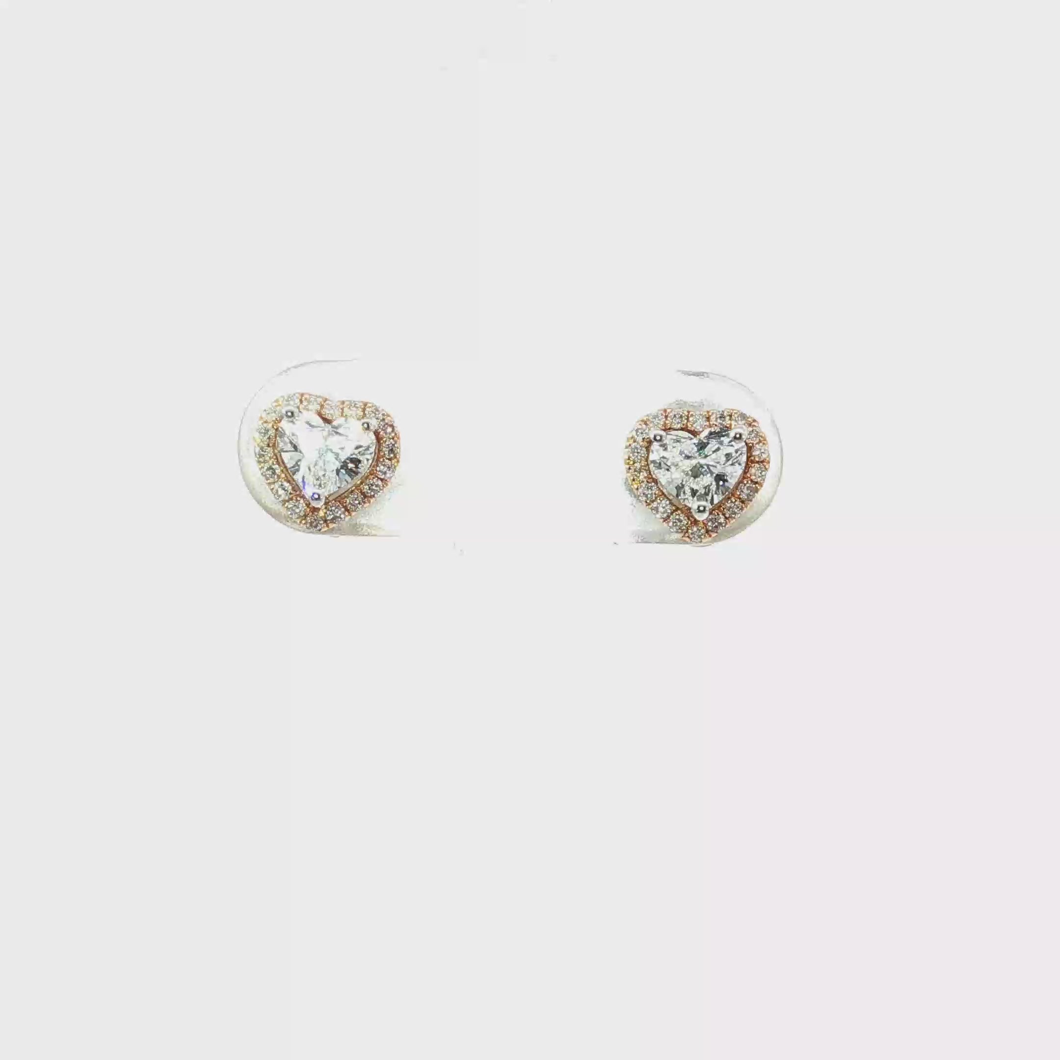 18K White and Rose Gold Heart Diamond with Jackets Earrings