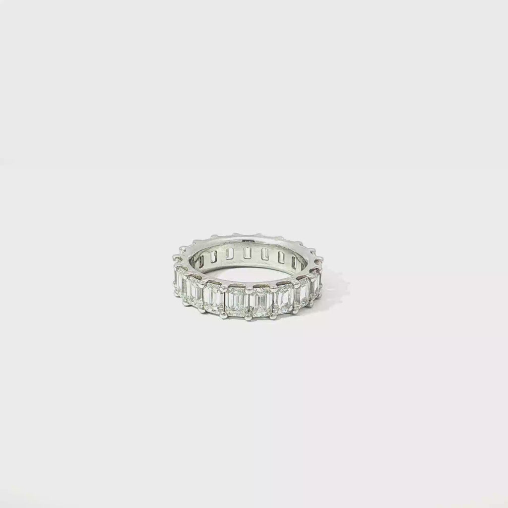 6 CTS Emerald-Cut Lab Diamond Eternity Ring in 14K White Gold