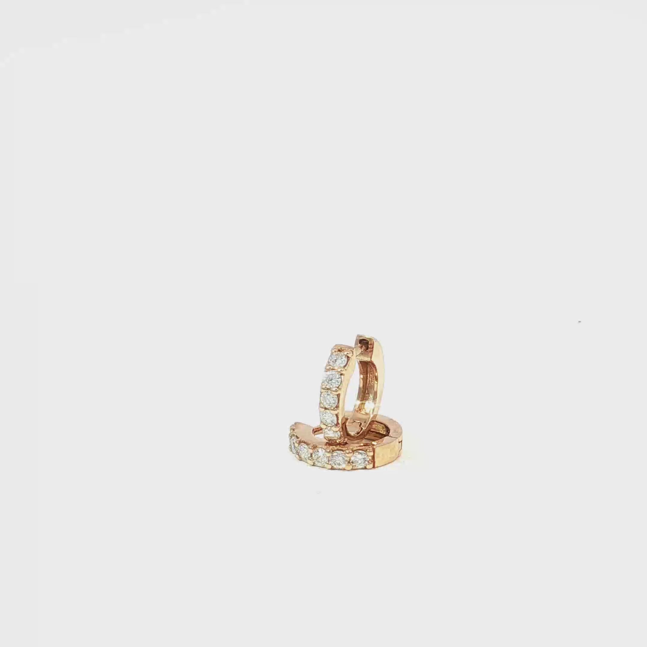 Round Diamond 18K Rose Gold Hoop Earrings
