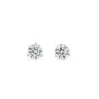 6 CTS Lab Diamond Stud Earrings in 14K White Gold Three-Prong Round Martini Set
